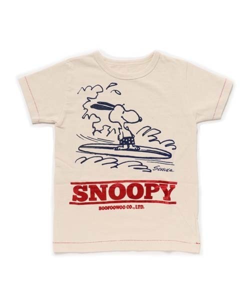 BOOFOOWOO（ブーフーウー）の「波乗りスヌーピー半袖Tee（Tシャツ/カットソー・キッズ・グレー/ナチュラル/ネイビー・150/140）」の2枚目の写真