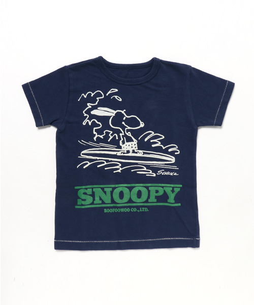 BOOFOOWOO（ブーフーウー）の「波乗りスヌーピー半袖Tee（Tシャツ/カットソー・キッズ・グレー/ナチュラル/ネイビー・150/140）」の3枚目の写真