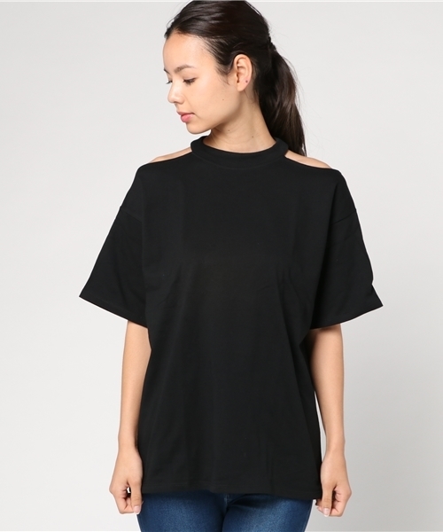 MURUA(ムルーア)の「ショルダーカッティング Tシャツ(Tシャツ/カットソー・レディース・ブラック/カーキ/ホワイト・FREE)」の8枚目の写真
