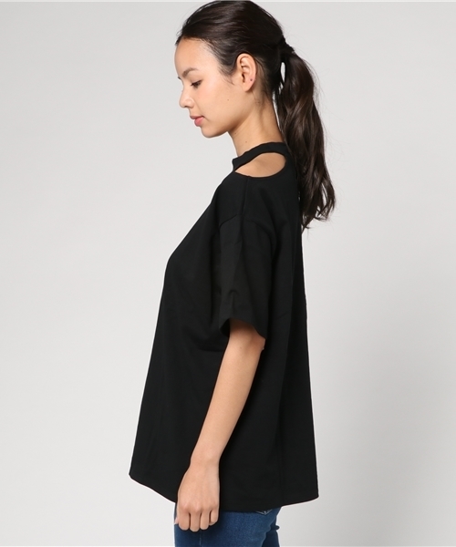 MURUA(ムルーア)の「ショルダーカッティング Tシャツ(Tシャツ/カットソー・レディース・ブラック/カーキ/ホワイト・FREE)」の9枚目の写真