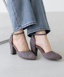 menue（メヌエ）の「アンクルストラップ ポインテッドトゥ チャンキーヒール パンプス（パンプス）」