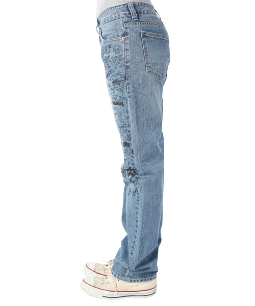 X-girl（エックスガール）の「BILLZ JEANS（デニムパンツ・レディース・インディゴブルー/ライトブルー・0/1/2）」の4枚目の写真