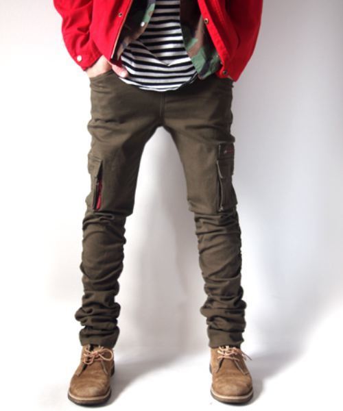 BEATJIVE（ビートジャイブ）の「スリムスキニーシルエットサイドギャザーシャーリングカーゴパンツ メンズ（カーゴパンツ・メンズ・ベージュ/カーキ/インディゴブルー/グリーン系カモフラージュ/ブラック・2/3/4）」の15枚目の写真