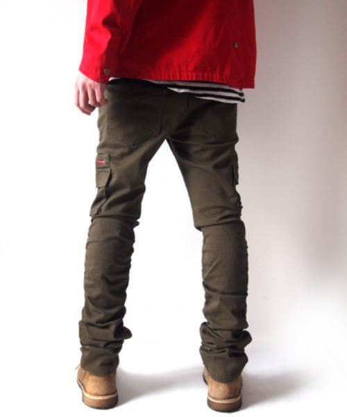 BEATJIVE（ビートジャイブ）の「スリムスキニーシルエットサイドギャザーシャーリングカーゴパンツ メンズ（カーゴパンツ・メンズ・ベージュ/カーキ/インディゴブルー/グリーン系カモフラージュ/ブラック・2/3/4）」の17枚目の写真