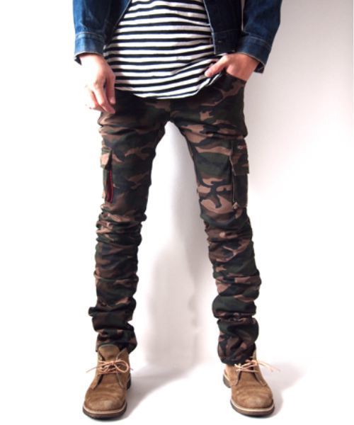 BEATJIVE（ビートジャイブ）の「スリムスキニーシルエットサイドギャザーシャーリングカーゴパンツ メンズ（カーゴパンツ・メンズ・ベージュ/カーキ/インディゴブルー/グリーン系カモフラージュ/ブラック・2/3/4）」の18枚目の写真