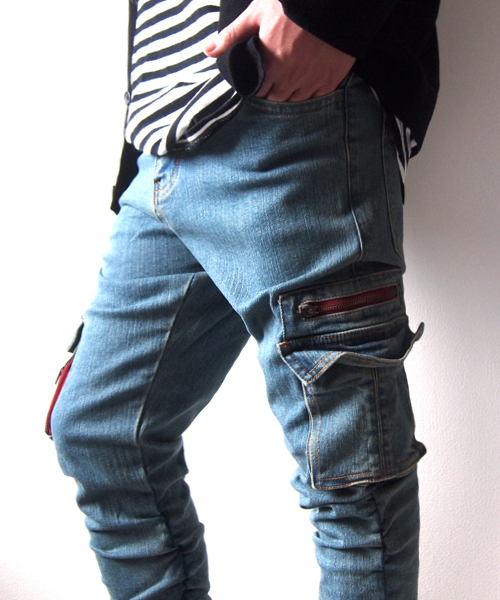 BEATJIVE（ビートジャイブ）の「スリムスキニーシルエットサイドギャザーシャーリングカーゴパンツ メンズ（カーゴパンツ・メンズ・ベージュ/カーキ/インディゴブルー/グリーン系カモフラージュ/ブラック・2/3/4）」の21枚目の写真