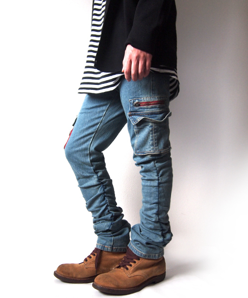 BEATJIVE（ビートジャイブ）の「スリムスキニーシルエットサイドギャザーシャーリングカーゴパンツ メンズ（カーゴパンツ・メンズ・ベージュ/カーキ/インディゴブルー/グリーン系カモフラージュ/ブラック・2/3/4）」の22枚目の写真