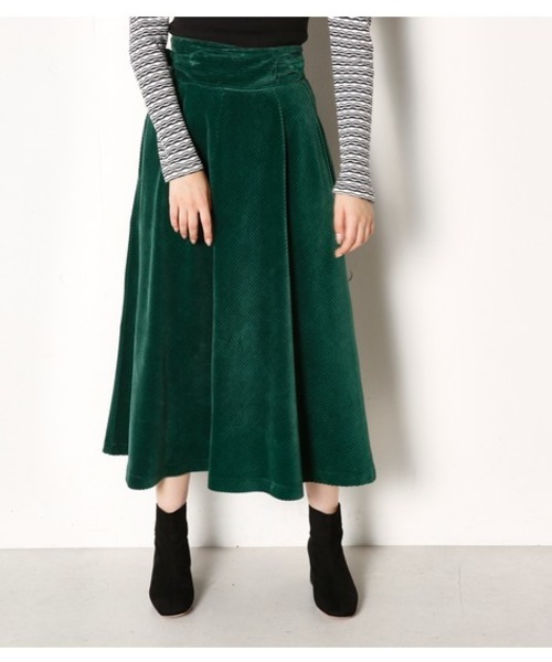 SLY（スライ）の「コール VELOURS フレアM/SK（スカート・レディース・ブラック/ダークグリーン・1/2）」の2枚目の写真