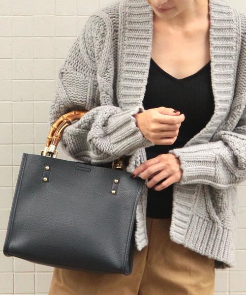 BEAUTY&YOUTH UNITED ARROWS(ビューティーアンドユースユナイテッドアローズ)の「BY∴ フェイクレザースクエアバンブーハンドルバッグ ◆(トートバッグ・レディース・ブラック/ダークグリーン/ネイビー・FREE)」の8枚目の写真