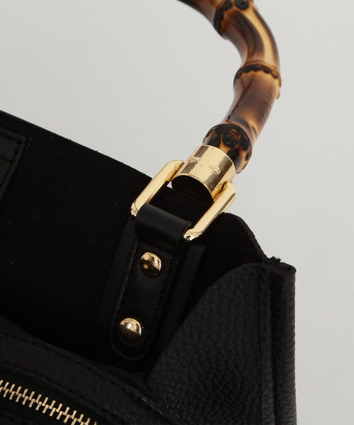 BEAUTY&YOUTH UNITED ARROWS(ビューティーアンドユースユナイテッドアローズ)の「BY∴ フェイクレザースクエアバンブーハンドルバッグ ◆(トートバッグ・レディース・ブラック/ダークグリーン/ネイビー・FREE)」の12枚目の写真
