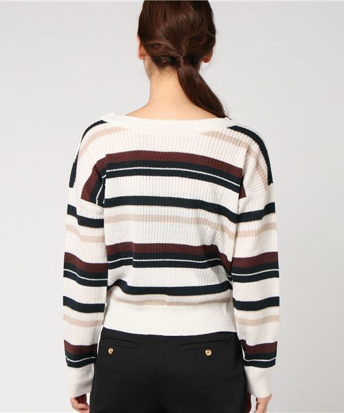 archives（アルシーヴ）の「マルチボーダーニットプルオーバー（ニット/セーター・レディース・ブラック/ベージュ/オフホワイト・MEDIUM）」の5枚目の写真