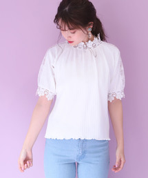 one after another NICE CLAUP | レース切替えテレコトップス(Tシャツ/カットソー)