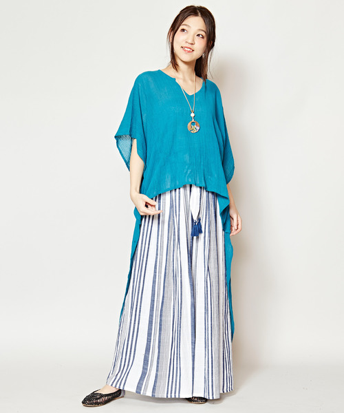 チャイハネ（チャイハネ）の「【チャイハネ】yul 無地ハイローヘム変形ワンピース（ワンピース・レディース・ターコイズブルー/ホワイト/ブラック/パープル/ネイビー/オレンジ/グリーン/ブルー・FREE）」の5枚目の写真