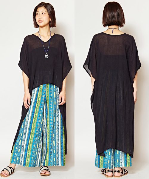 チャイハネ（チャイハネ）の「【チャイハネ】yul 無地ハイローヘム変形ワンピース（ワンピース・レディース・ターコイズブルー/ホワイト/ブラック/パープル/ネイビー/オレンジ/グリーン/ブルー・FREE）」の2枚目の写真