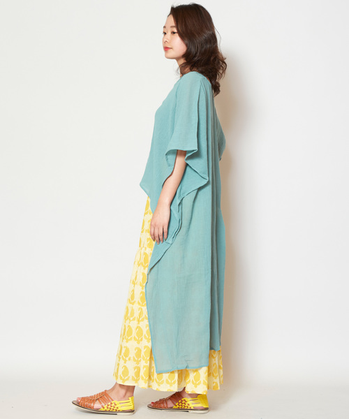 チャイハネ（チャイハネ）の「【チャイハネ】yul 無地ハイローヘム変形ワンピース（ワンピース・レディース・ターコイズブルー/ホワイト/ブラック/パープル/ネイビー/オレンジ/グリーン/ブルー・FREE）」の3枚目の写真