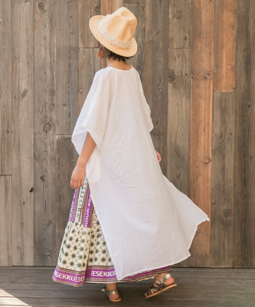 チャイハネ（チャイハネ）の「【チャイハネ】yul 無地ハイローヘム変形ワンピース（ワンピース・レディース・ターコイズブルー/ホワイト/ブラック/パープル/ネイビー/オレンジ/グリーン/ブルー・FREE）」の10枚目の写真