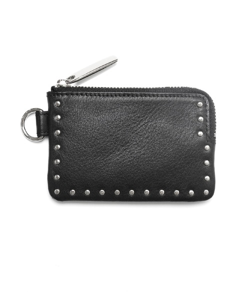 PATRICK STEPHAN(パトリックステファン)の「Leather coin case 'corner studs' KS コインケース(コインケース/札入れ)」|ブラック×シルバー