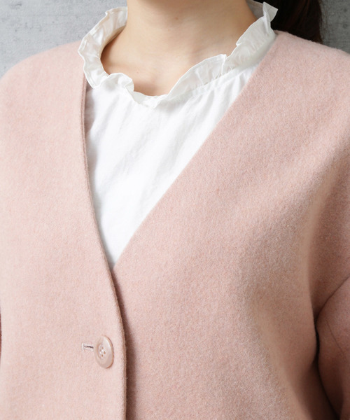 NATURAL BEAUTY BASIC（ナチュラルビューティーベーシック）の「【CanCam 11月号掲載】カシミア混ライトウォームVネックノーカラーコート（その他アウター・レディース・ベージュ/ネイビー/グレー・SMALL/MEDIUM）」の15枚目の写真