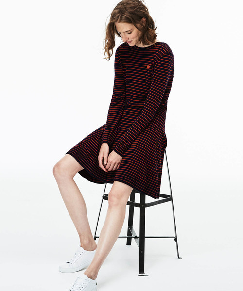 Lacoste ラコステ の ピンボーダーウールニットドレス ワンピース Wear