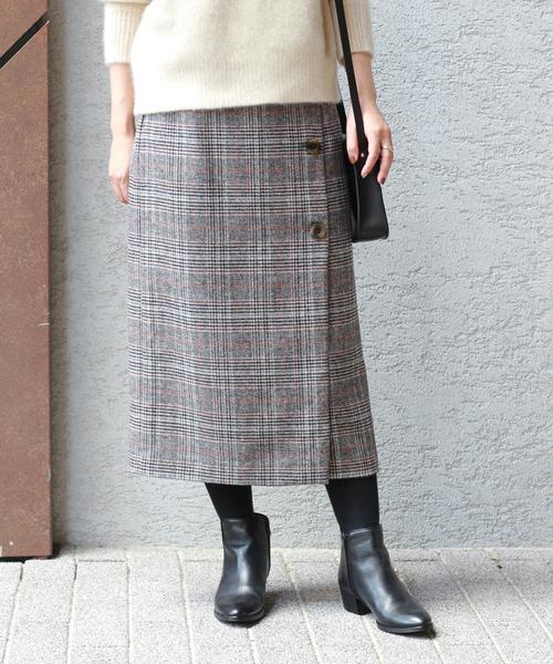 JOURNAL STANDARD relume(ジャーナルスタンダード レリューム)の「TWチェック サイドボタンスカート(スカート・レディース・ブラウン系その他/ブルー/ピンク・36/38)」の8枚目の写真