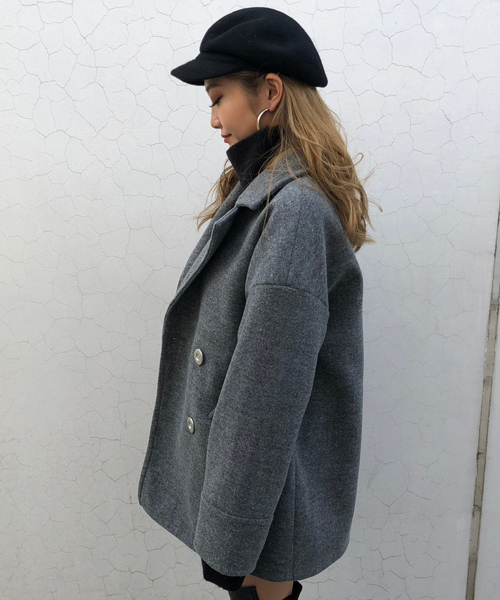 ENVYM(アンビー)の「LOOSE P COAT(ピーコート・レディース・ブラック/グレー・FREE)」の3枚目の写真