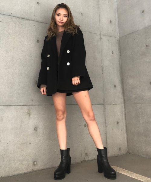 ENVYM(アンビー)の「LOOSE P COAT(ピーコート・レディース・ブラック/グレー・FREE)」の5枚目の写真