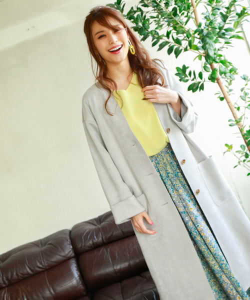 BAYFLOW（ベイフロー）の「ダンボールスエードコート（その他アウター・レディース・ライトグレー/カーキ/ブルー・SMALL/MEDIUM）」の5枚目の写真