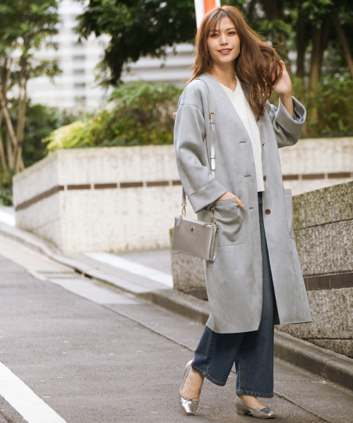 BAYFLOW（ベイフロー）の「ダンボールスエードコート（その他アウター・レディース・ライトグレー/カーキ/ブルー・SMALL/MEDIUM）」の11枚目の写真