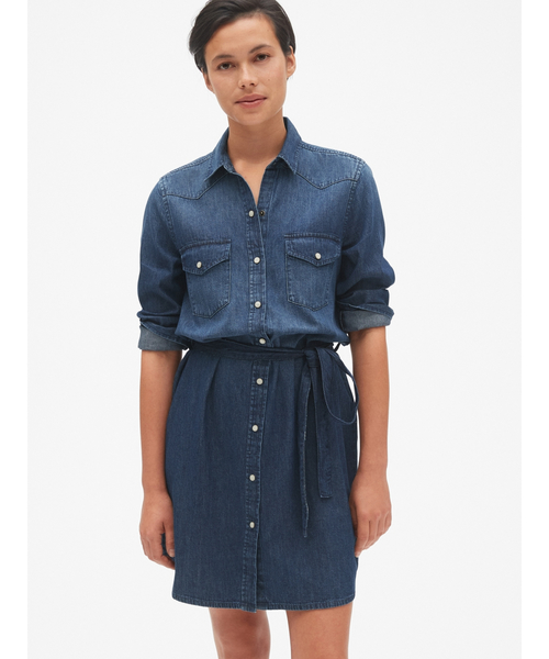 Gap ギャップ の ウエスト結びデニムウエスタンシャツドレス ワンピース Wear