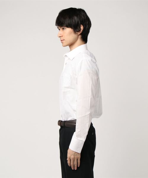 エムエフエディトリアルメンズ/m.f.editorial:MEN 形態安定ブロード無地 ワイドカラービジネスドレス長袖シャツ(白) エムエフエディトリアルメンズ/m.f.editorial:MEN 形態安定ブロード無地 ワイドカラービジネスドレス長袖シャツ(白)