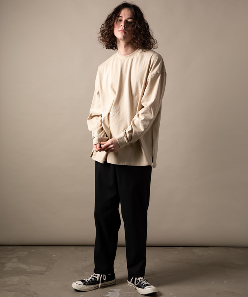 YARD PLUS（ヤードプリュス）の「YARD PLUSスリットビックロングTシャツ（Tシャツ/カットソー・メンズ・ホワイト/ライトブルー/ブラック/ベージュ・MEDIUM/LARGE）」の9枚目の写真