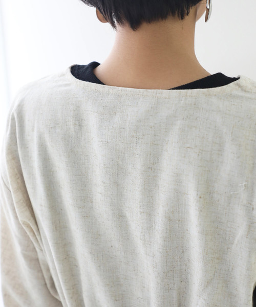 classicalelf（クラシカルエルフ）の「リネン混ミドル丈無地サマージャケット(7分袖)（ブルゾン・レディース・ネイビー/キナリ/イエロー/カーキ・MEDIUM/X-LARGE/LARGE）」の12枚目の写真