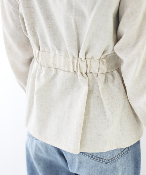 classicalelf（クラシカルエルフ）の「リネン混ミドル丈無地サマージャケット(7分袖)（ブルゾン・レディース・ネイビー/キナリ/イエロー/カーキ・MEDIUM/X-LARGE/LARGE）」の13枚目の写真