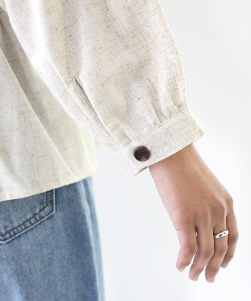 classicalelf（クラシカルエルフ）の「リネン混ミドル丈無地サマージャケット(7分袖)（ブルゾン・レディース・ネイビー/キナリ/イエロー/カーキ・MEDIUM/X-LARGE/LARGE）」の14枚目の写真