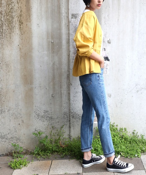 classicalelf（クラシカルエルフ）の「リネン混ミドル丈無地サマージャケット(7分袖)（ブルゾン・レディース・ネイビー/キナリ/イエロー/カーキ・MEDIUM/X-LARGE/LARGE）」の16枚目の写真