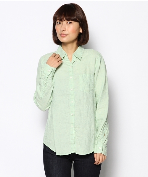 DouDou（ドゥドゥ）の「フレンチリネンシャンブレーシャツ（シャツ/ブラウス・レディース・ピンク/イエロー/ミント・FREE）」の4枚目の写真