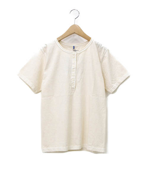 go slow caravan(ゴースローキャラバン)の「Good On/グッドオン 8 BUTTON S/S HENLEY TEE(Tシャツ/カットソー・レディース・ナチュラル/ネイビー/ライトブルー/マスタード・FREE)」の1枚目の写真