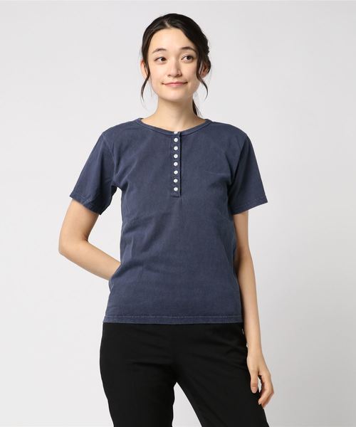 go slow caravan(ゴースローキャラバン)の「Good On/グッドオン 8 BUTTON S/S HENLEY TEE(Tシャツ/カットソー・レディース・ナチュラル/ネイビー/ライトブルー/マスタード・FREE)」の18枚目の写真