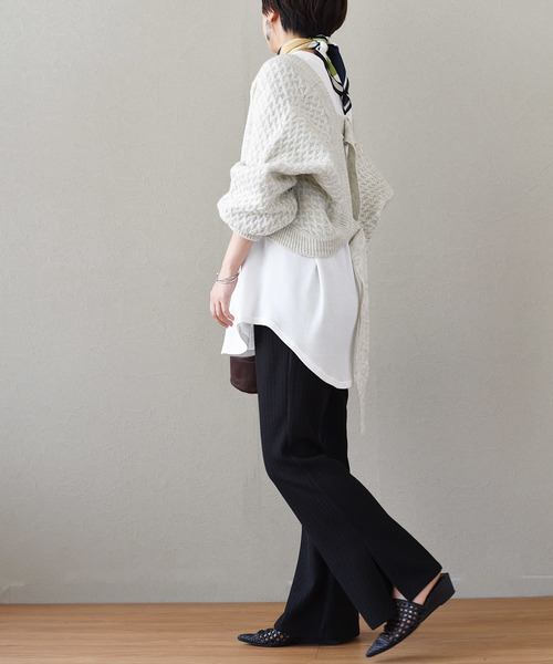 LHELBIE(レルビエ)の「スリットワイドリブカットパンツ(その他パンツ・レディース・グレー/ベージュ/ブラック・M)」の10枚目の写真