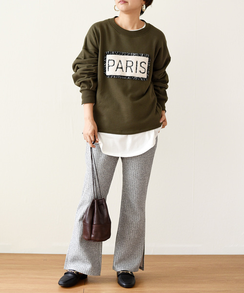 LHELBIE(レルビエ)の「スリットワイドリブカットパンツ(その他パンツ・レディース・グレー/ベージュ/ブラック・M)」の12枚目の写真
