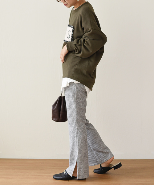 LHELBIE(レルビエ)の「スリットワイドリブカットパンツ(その他パンツ・レディース・グレー/ベージュ/ブラック・M)」の15枚目の写真