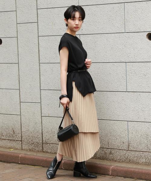 PAGEBOY（ページボーイ）の「ラッププリーツレイヤースカート（スカート・レディース・ブラック/グレイッシュベージュ・FREE）」の5枚目の写真