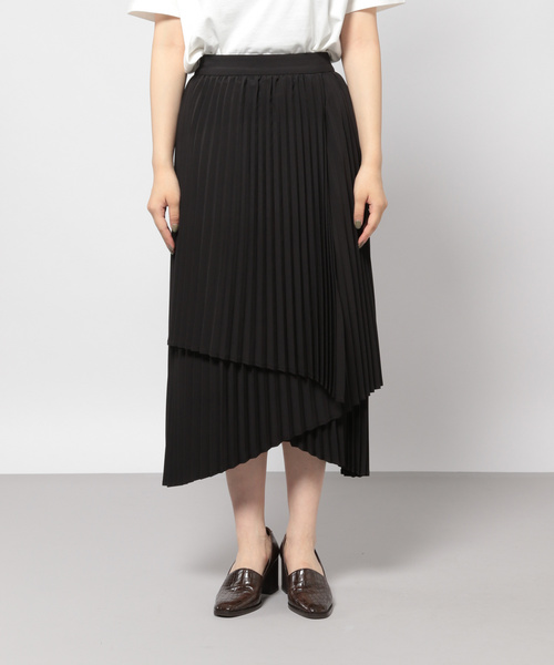 PAGEBOY（ページボーイ）の「ラッププリーツレイヤースカート（スカート・レディース・ブラック/グレイッシュベージュ・FREE）」の6枚目の写真