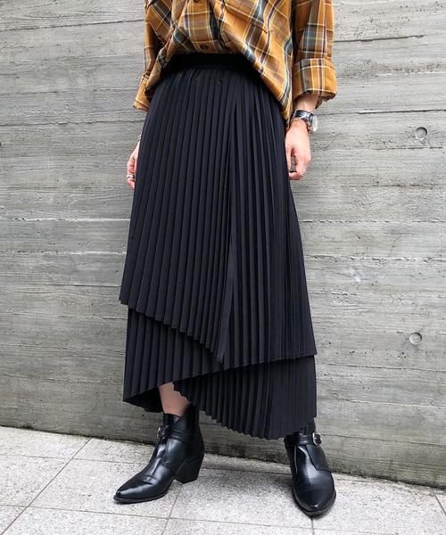 PAGEBOY（ページボーイ）の「ラッププリーツレイヤースカート（スカート・レディース・ブラック/グレイッシュベージュ・FREE）」の21枚目の写真