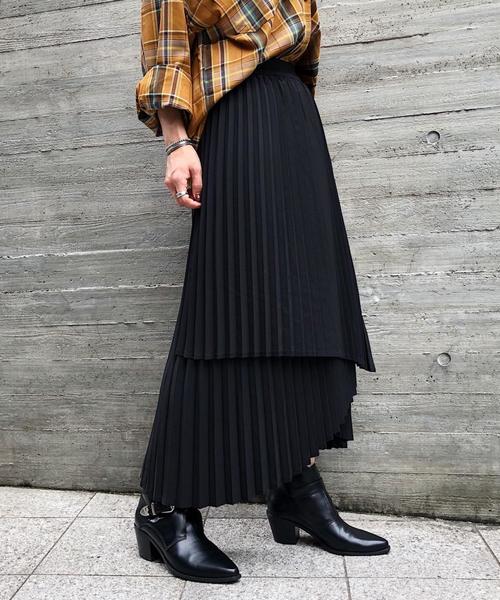 PAGEBOY（ページボーイ）の「ラッププリーツレイヤースカート（スカート・レディース・ブラック/グレイッシュベージュ・FREE）」の20枚目の写真