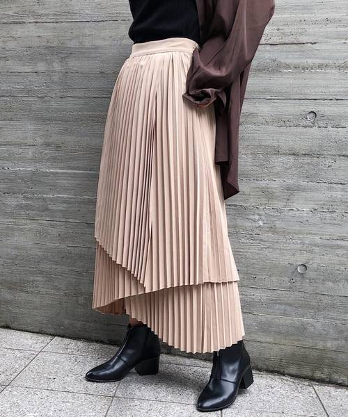 PAGEBOY（ページボーイ）の「ラッププリーツレイヤースカート（スカート・レディース・ブラック/グレイッシュベージュ・FREE）」の16枚目の写真