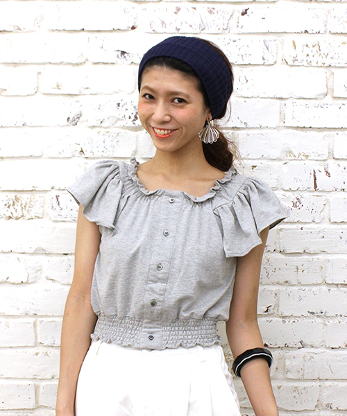 mystic（ミスティック）の「シャーリングプルオーバー（Tシャツ/カットソー・レディース・オフホワイト/ブラック/グレー/ブルー・ﾌﾘ-）」の3枚目の写真