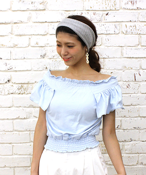 mystic（ミスティック）の「シャーリングプルオーバー（Tシャツ/カットソー・レディース・オフホワイト/ブラック/グレー/ブルー・ﾌﾘ-）」の4枚目の写真