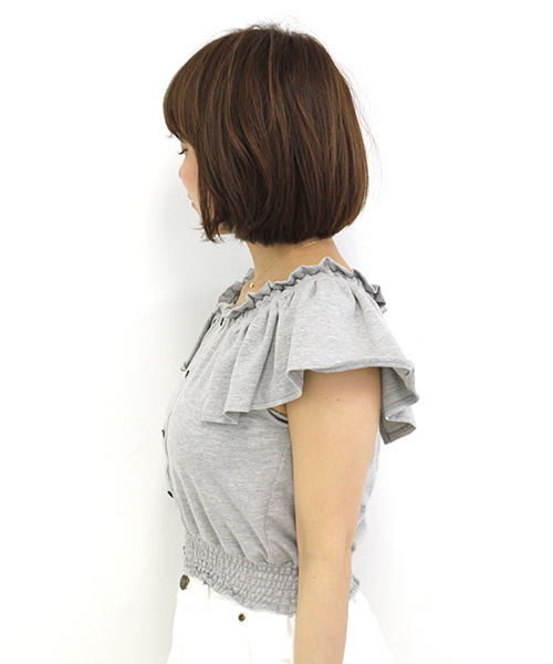 mystic（ミスティック）の「シャーリングプルオーバー（Tシャツ/カットソー・レディース・オフホワイト/ブラック/グレー/ブルー・ﾌﾘ-）」の9枚目の写真