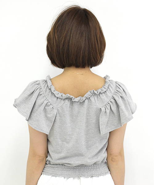 mystic（ミスティック）の「シャーリングプルオーバー（Tシャツ/カットソー・レディース・オフホワイト/ブラック/グレー/ブルー・ﾌﾘ-）」の5枚目の写真